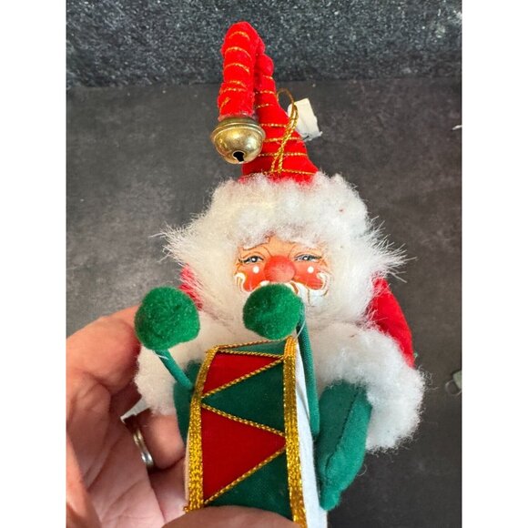 Vintage Kurt Adler Marching Band Drummer Santa Claus Stuffed Christmas Ornament - Picture 6 of 9